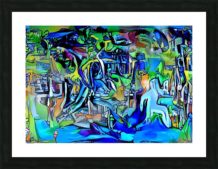 Abstract Odyssey: A Journey Through Blue Realms Picture Frame print