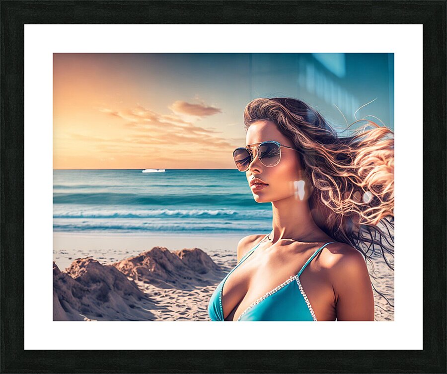 girl at beach Picture Frame print