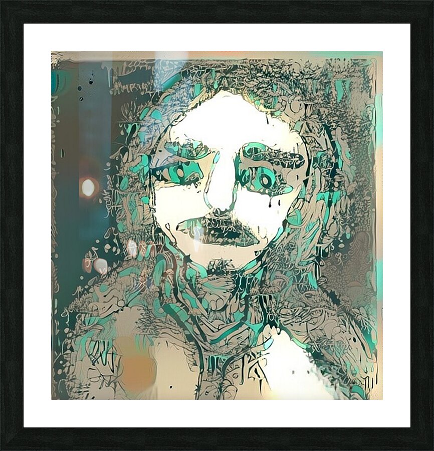 Fragmented Portrait: Emerald Gaze Picture Frame print