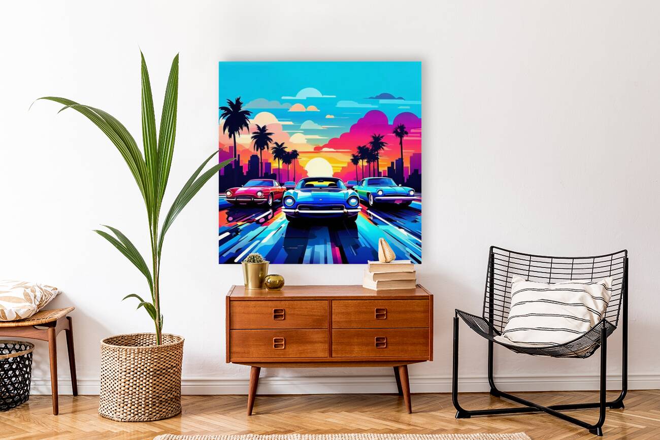 Retro Sunset Pursuit Reproduction