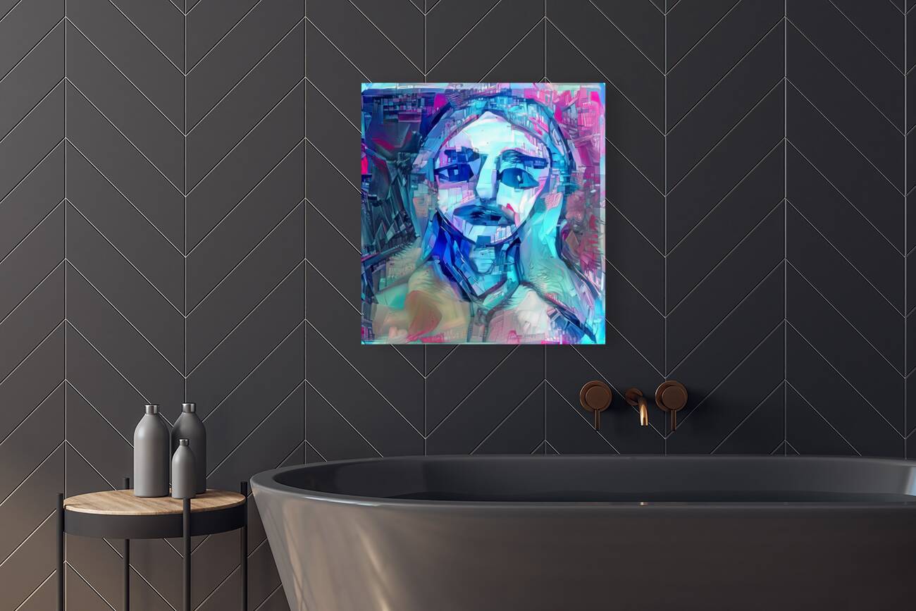 blue block portrait Reproduction