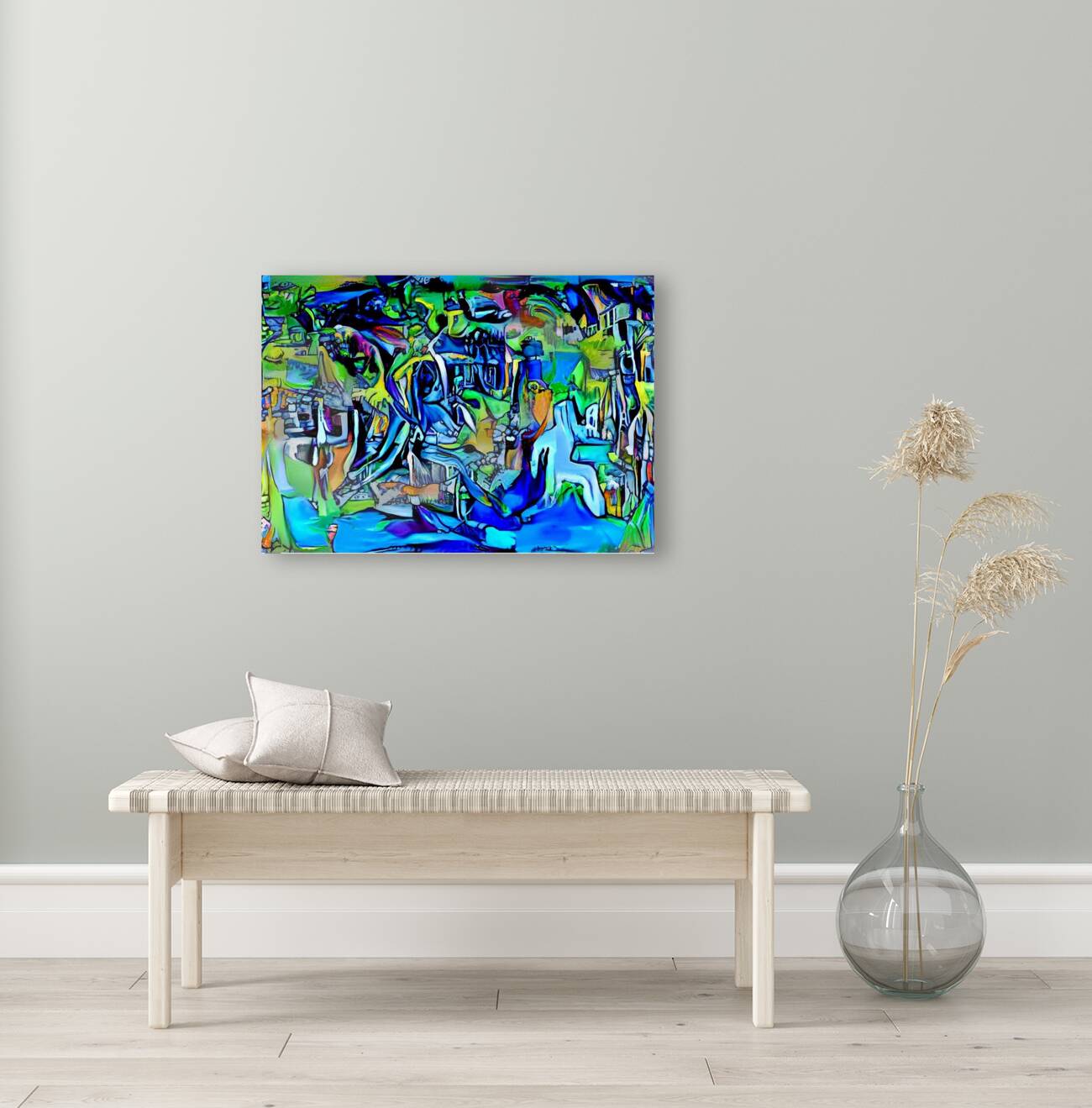 Abstract Odyssey: A Journey Through Blue Realms Reproduction