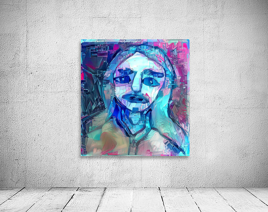 blue block portrait Wall Preview