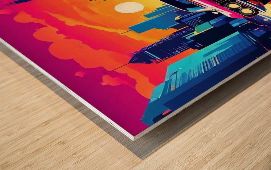 Zooming through the city streets Wood print