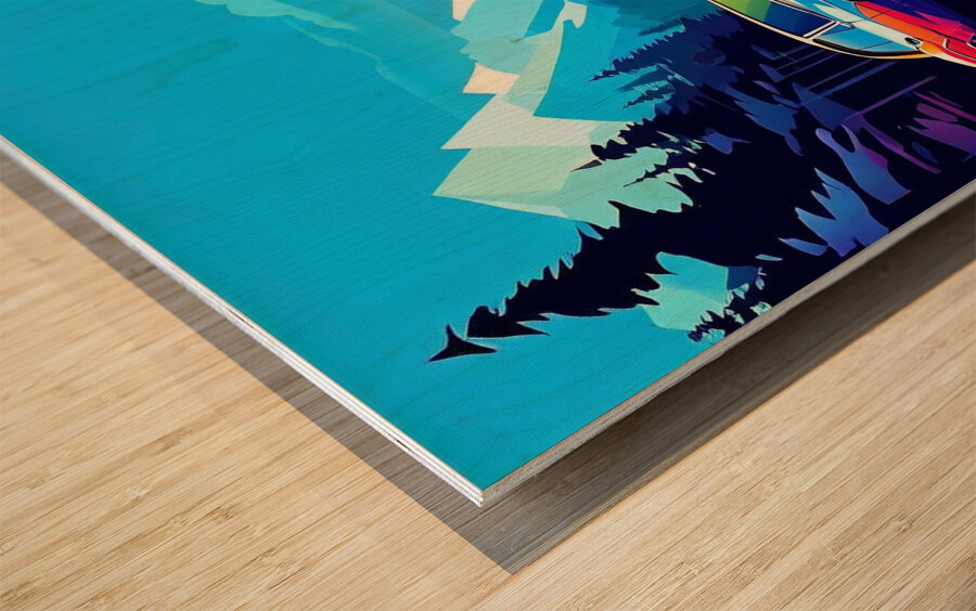 Retro Rush: Neon Highway Escape Wood print