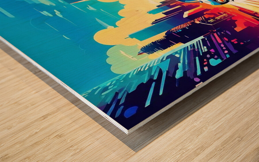 Urban night drive Wood print