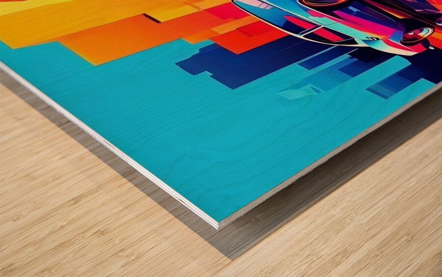 Neon Speedscape Wood print