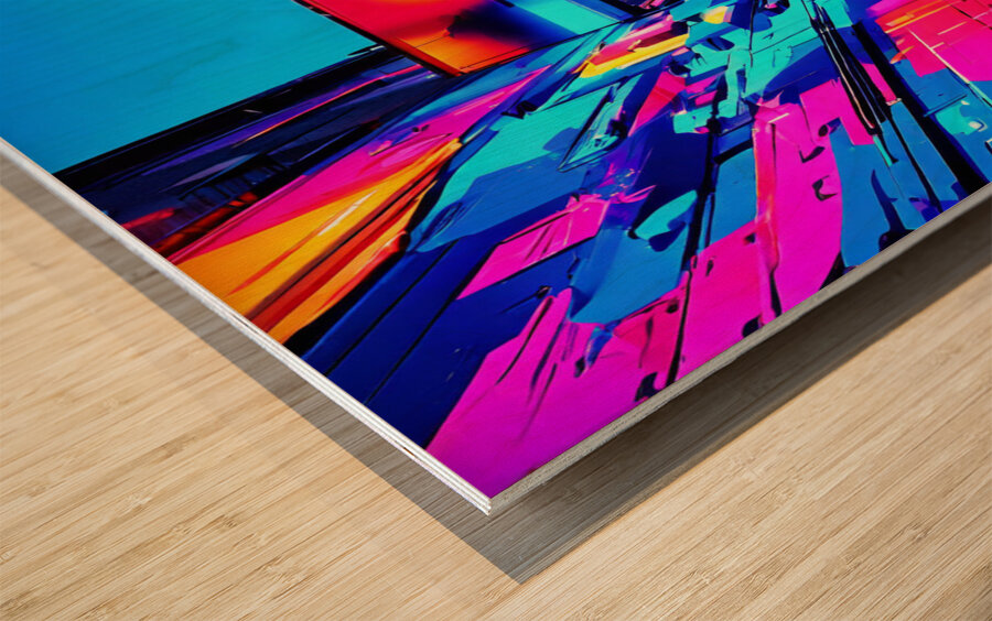 Neon Alley Wood print