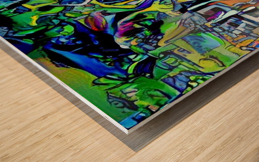 Abstract Odyssey: A Journey Through Blue Realms Wood print