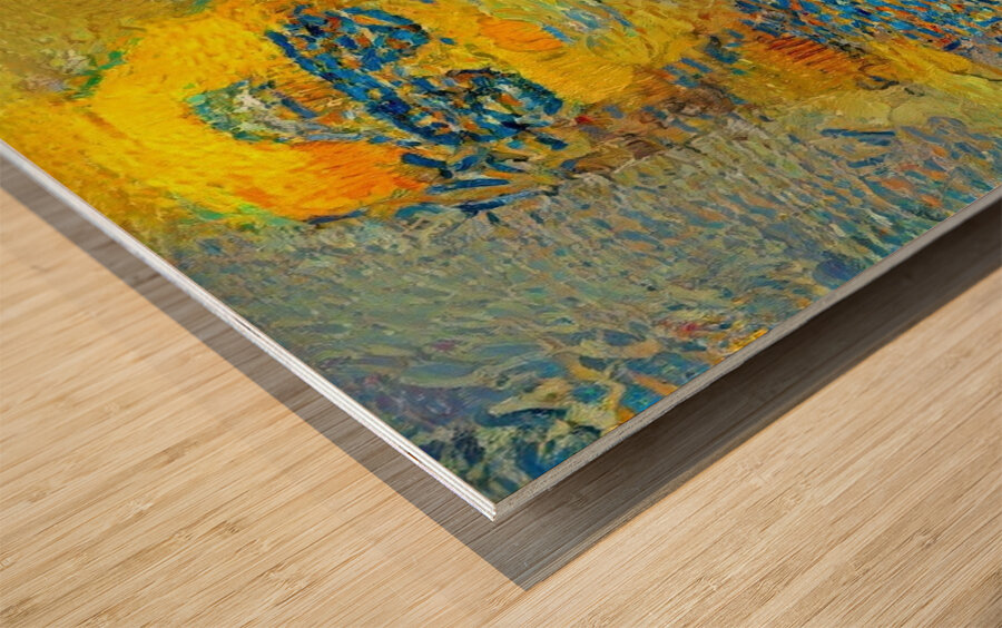 Sunlit Figure in Blue Hues Wood print