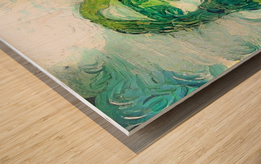 Verdant Portrait: Glimpse of Green Wood print