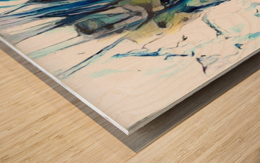 Fractured Blues Wood print