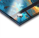 A woman in a simple dress leans on a window sill of an old house Acrylic print