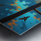 A woman in a simple dress leans on a window sill of an old house Metal print