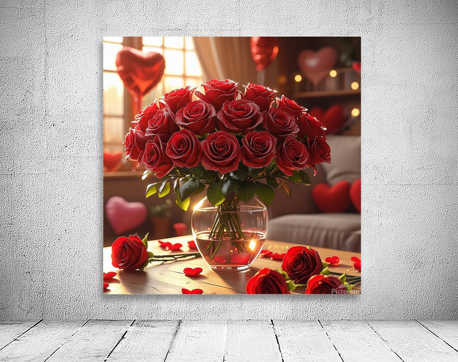 A romantic and vibrant scene celebrating Rose Day by idress zenhom Wall Art