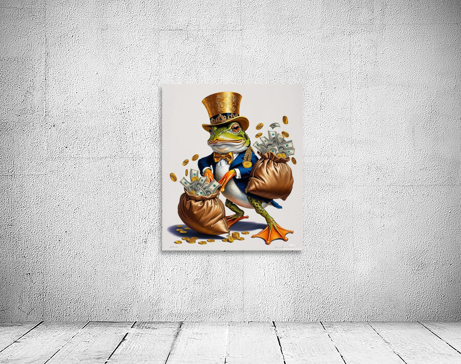 A whimsically adorned frog sporting a grandiose g Wall Preview