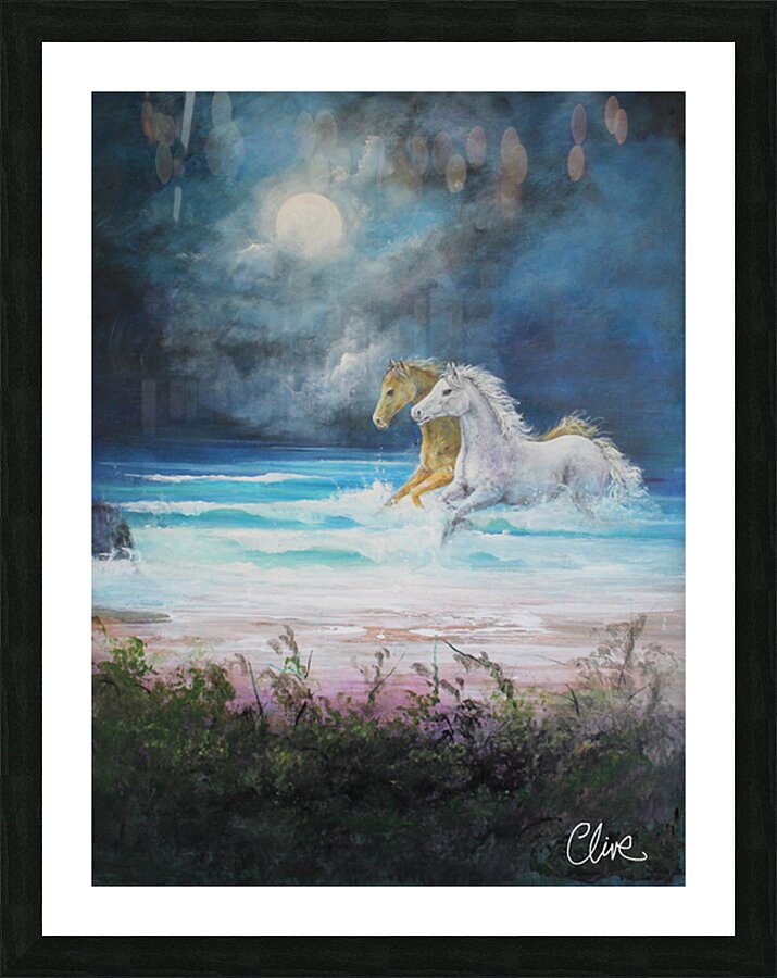 Midnight gallop 80cmx59cm Picture Frame print