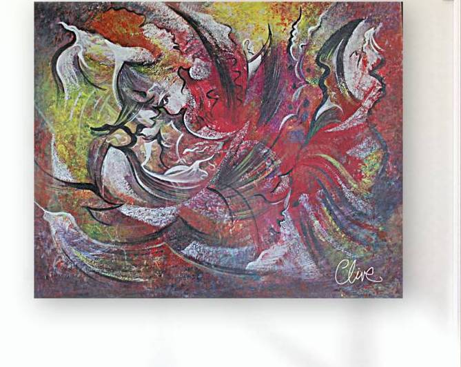 red action 76cmx61cm by clive