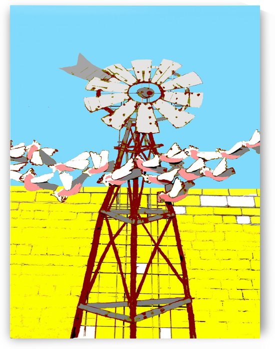 Windmill and Galahs by Lexa Harpell
