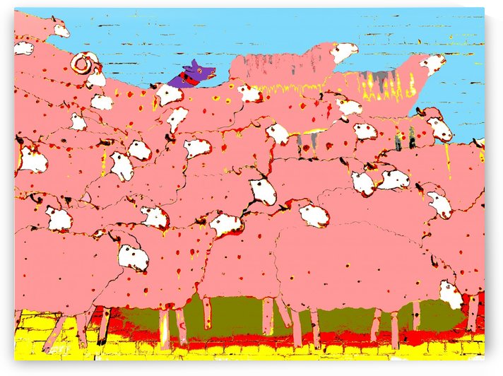 Rounding up the Sheep - Pink by Lexa Harpell