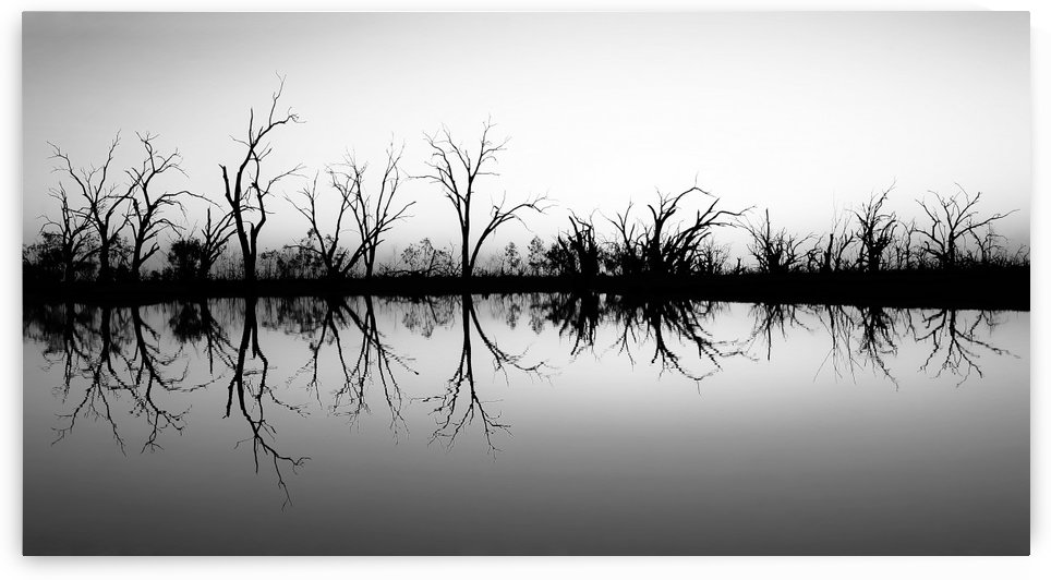 Sun Setting on Pamamaroo Lake in B&W by Lexa Harpell