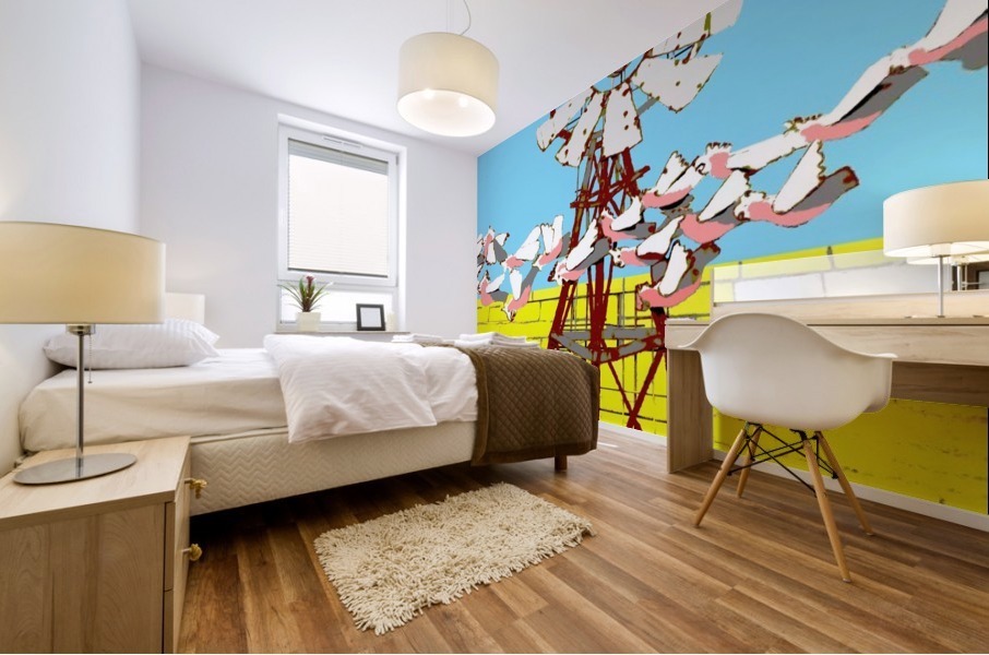 Windmill and Galahs Mural print