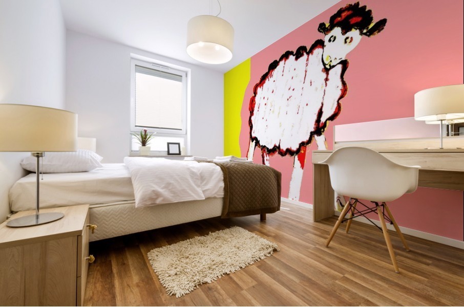 Little Aussie Sheep - Pink Mural print