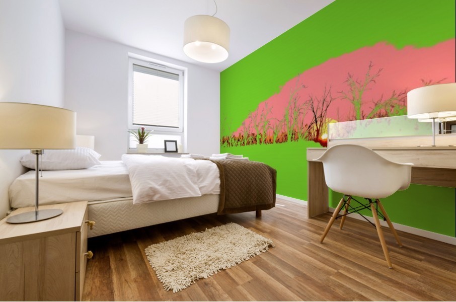 Lake Sunset - Green Mural print