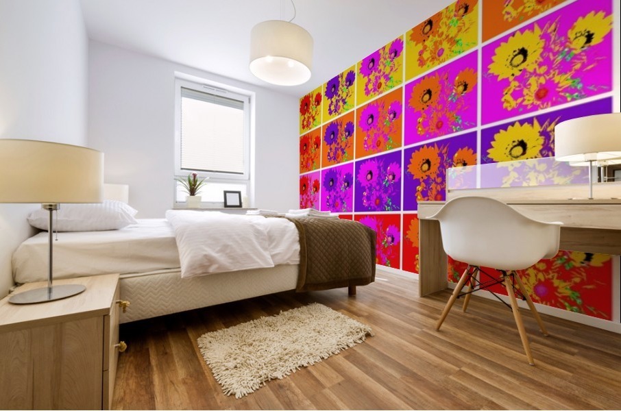 Rainbow Flowers - Collage 2 Mural print