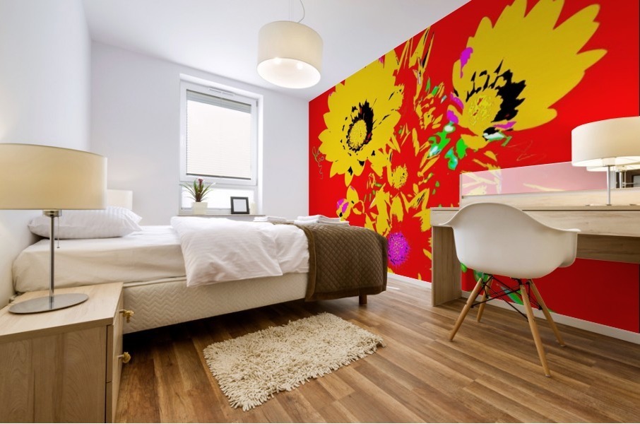 Rainbow Flower - Red Mural print