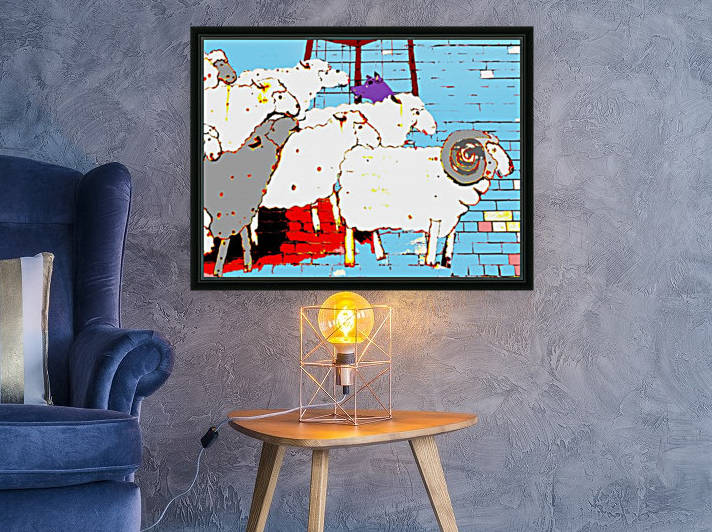 Cattle Dog and Sheep - Blue by Lexa Harpell