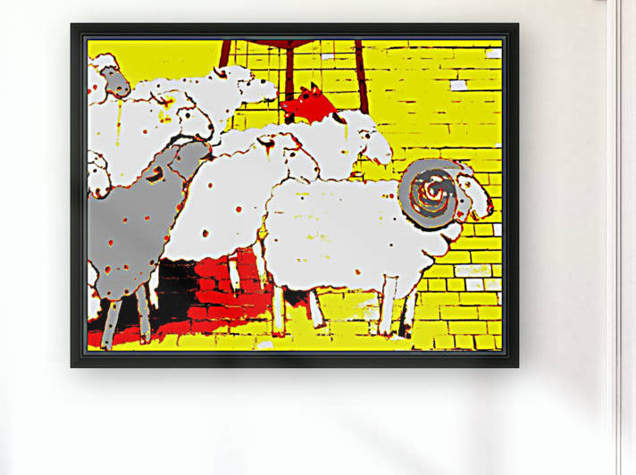 Cattle Dog and Sheep - Yellow by Lexa Harpell