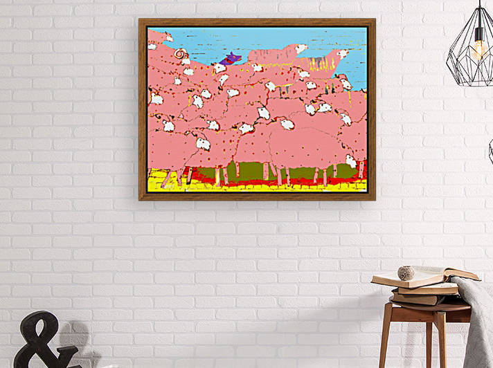 Rounding up the Sheep - Pink by Lexa Harpell