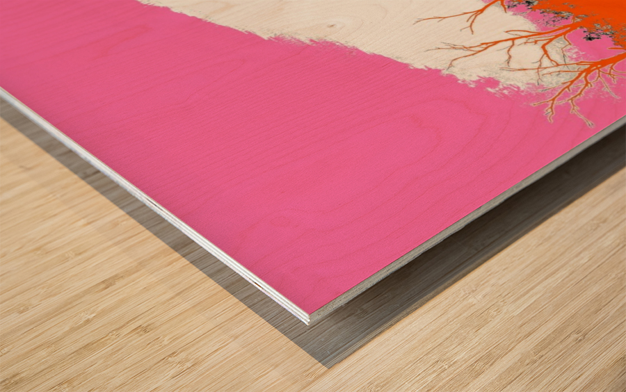 Lake Sunset - Pink Wood print