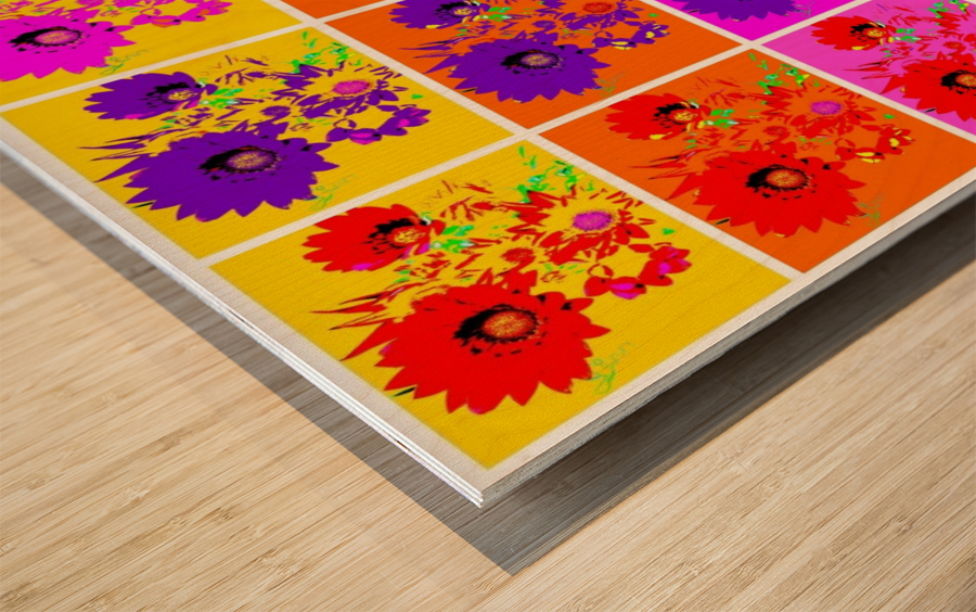 Rainbow Flowers - Collage 2 Wood print