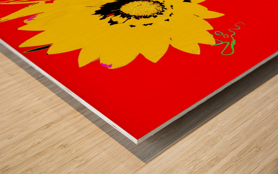Rainbow Flower - Red Wood print
