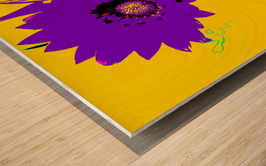 Rainbow Flower - Yellow Wood print