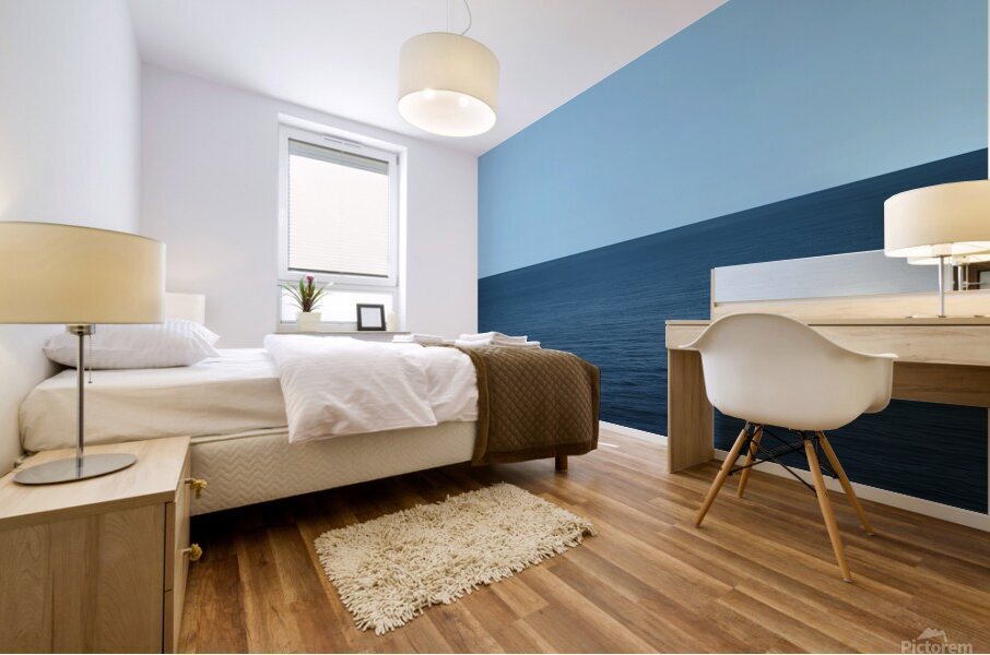 a plain blue background  3 Mural print