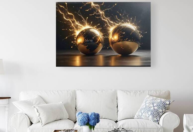 A mesmerizing scene of glowing golden particles a by Mitica Mihaila