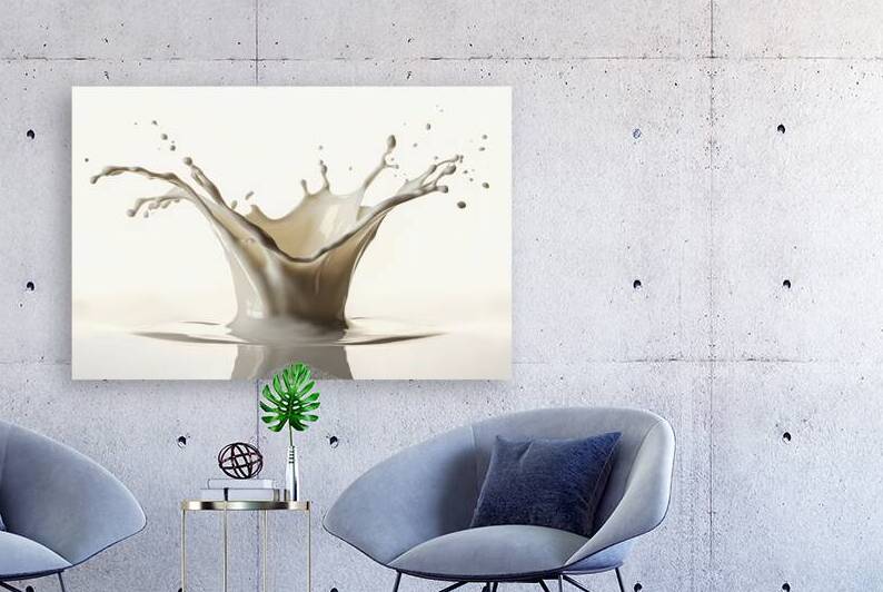 milk splashing and pouring against a pristine whi by Mitica Mihaila
