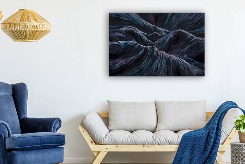 A striking watercolor painting featuring a deep d by Mitica Mihaila