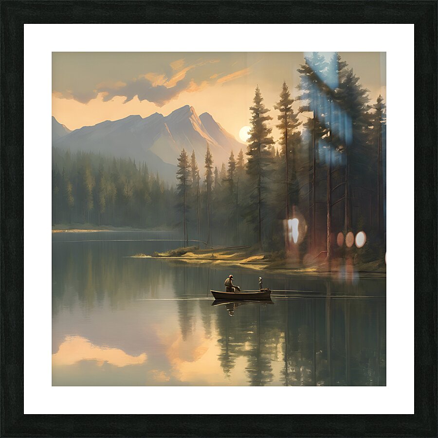 ranquil Reflections: A Wilderness Fishing Scene Picture Frame print