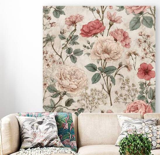 Vintage Botanical Elegance – Antique Floral Garden Wall Art by Roseyasmine