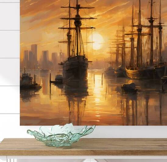 A Masterpiece of Tranquility - The Ultra-Advanced Oil Painting of a Harbor Haven by Roseyasmine