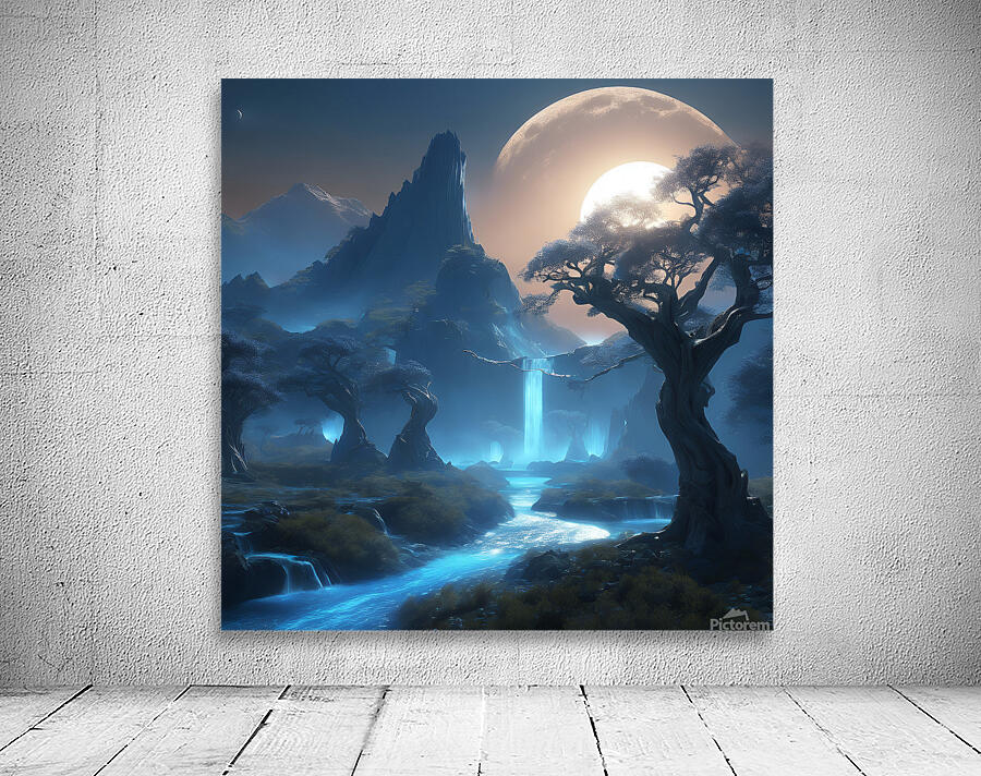 Mystic Moonlight: A Captivating 3D Render of an Ethereal Landscape