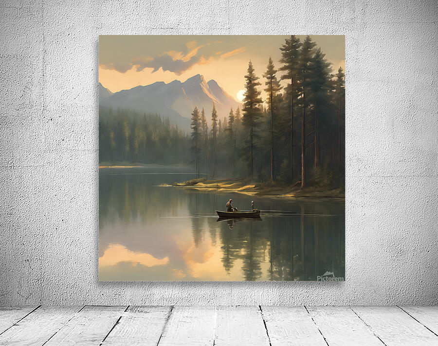 ranquil Reflections: A Wilderness Fishing Scene Wall Preview
