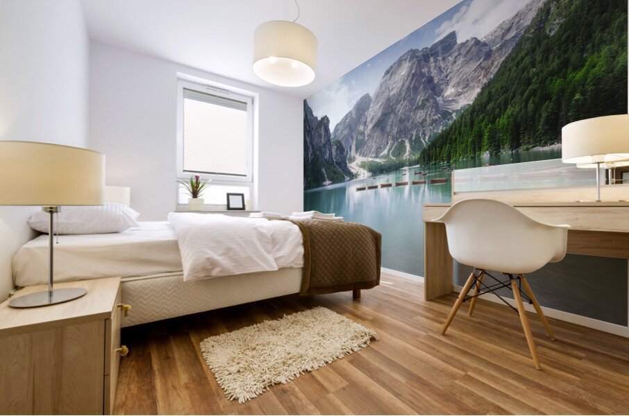 Pragser Wildsee and Dolomites mountains Mural print