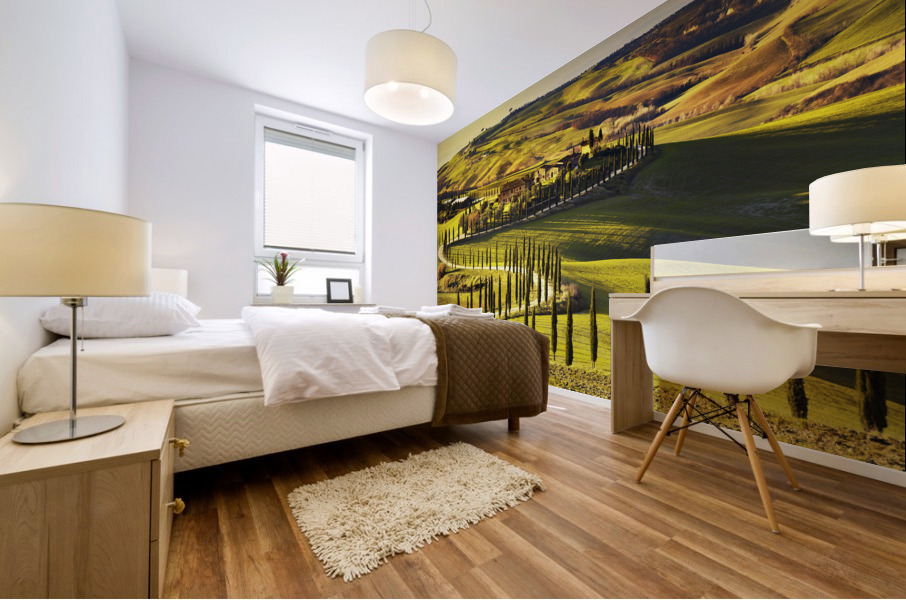 Crete Senesi sunset landscape. Tuscany Mural print