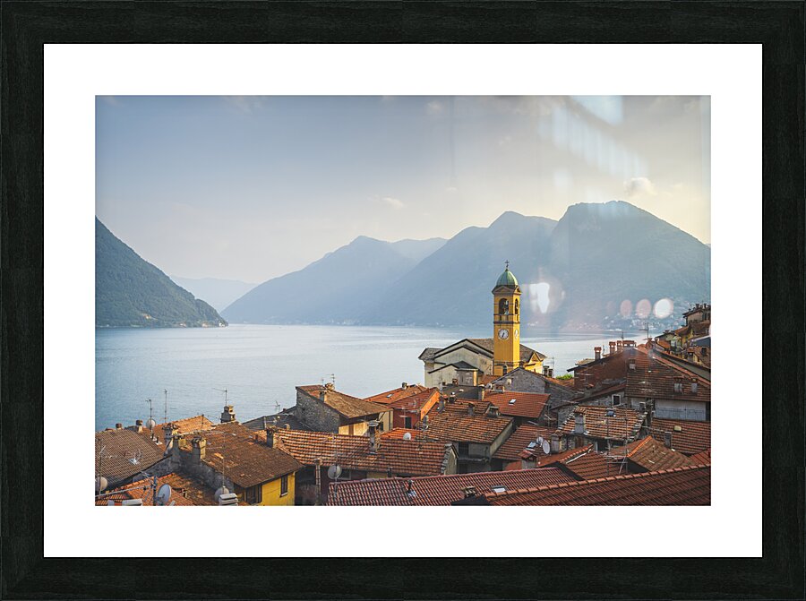 Colonno village in Lake Como. Italy Picture Frame print