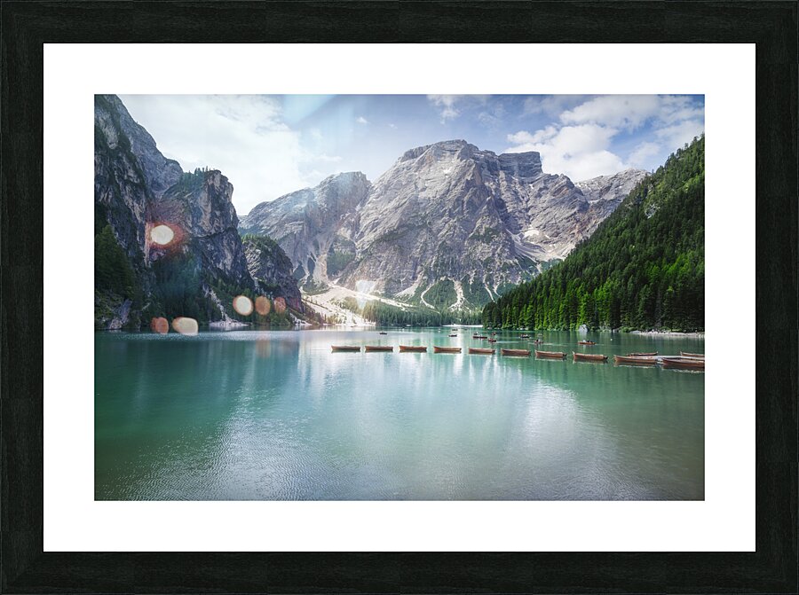 Pragser Wildsee and Dolomites mountains Picture Frame print